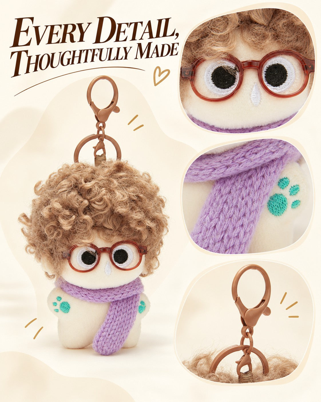 TeddyHuggy® Brown-Haired Fluffy Kid Charm