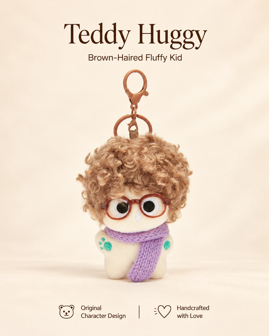 TeddyHuggy® Brown-Haired Fluffy Kid Charm