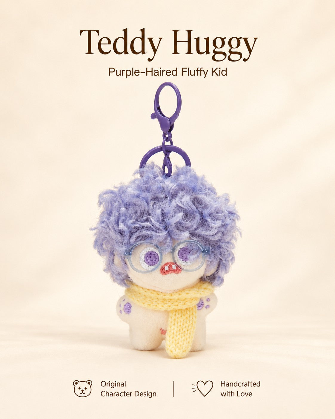 TeddyHuggy® Purple-Haired Fluffy Kid Charm