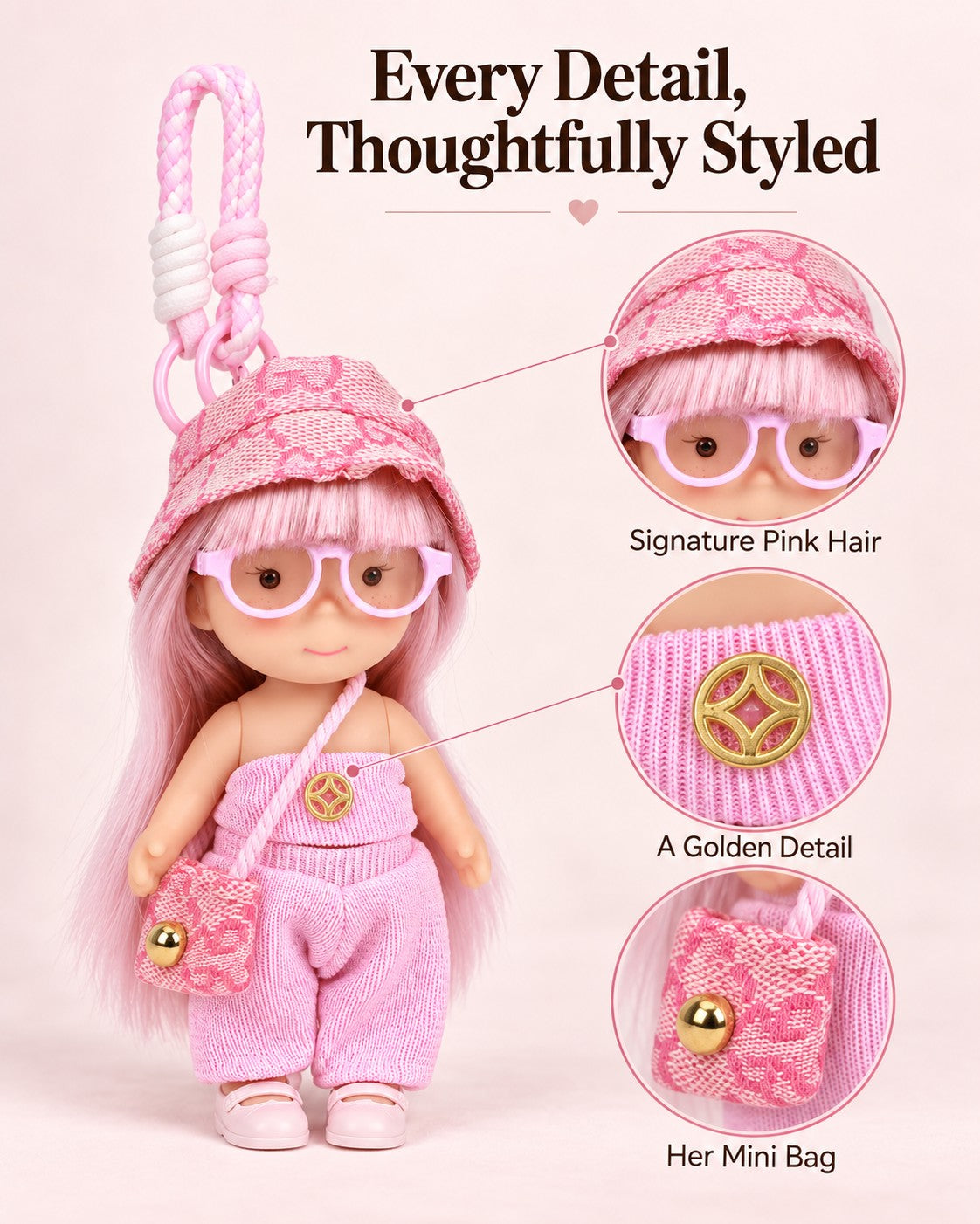 TeddyHuggy® Purple Outfit Hat Spud Doll Charm
