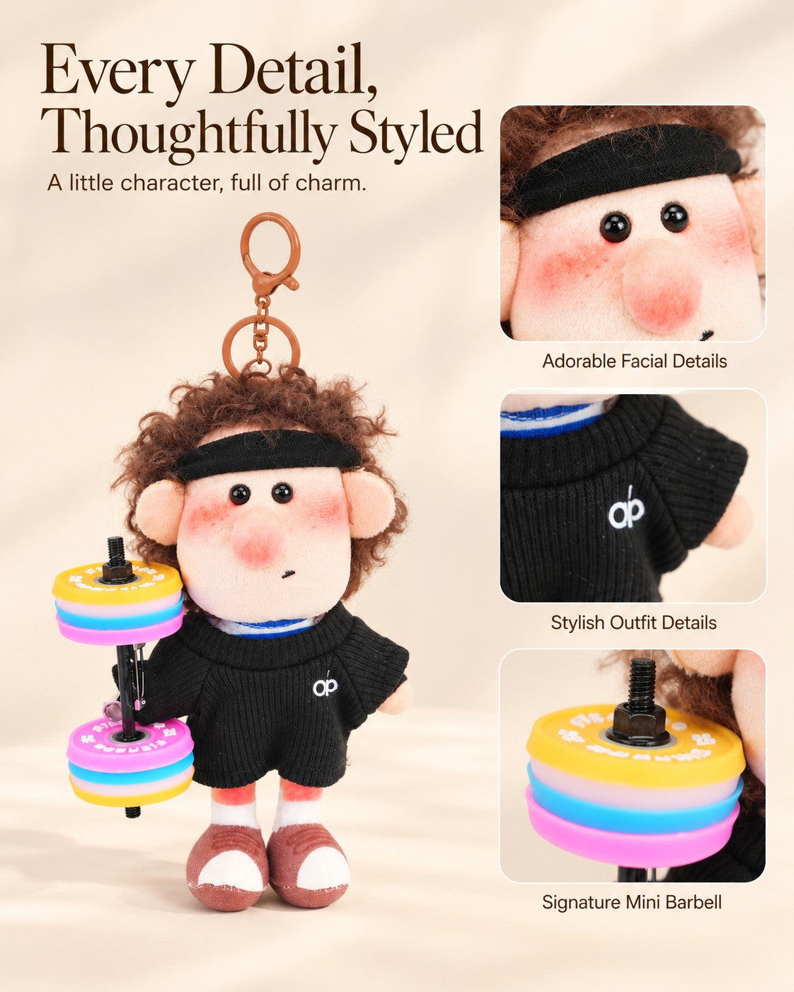 TeddyHuggy® Black Tee Barbell Freckled Boy Charm