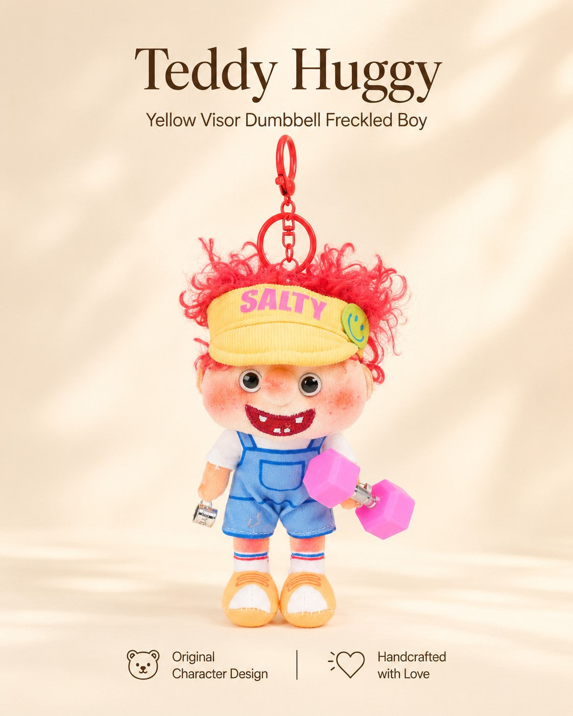 TeddyHuggy® Yellow Visor Dumbbell Freckled Boy Charm