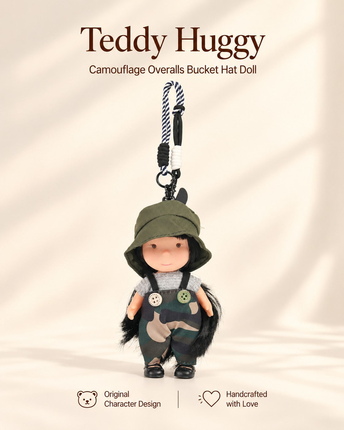 TeddyHuggy® Camouflage Overalls Bucket Hat Doll Charm