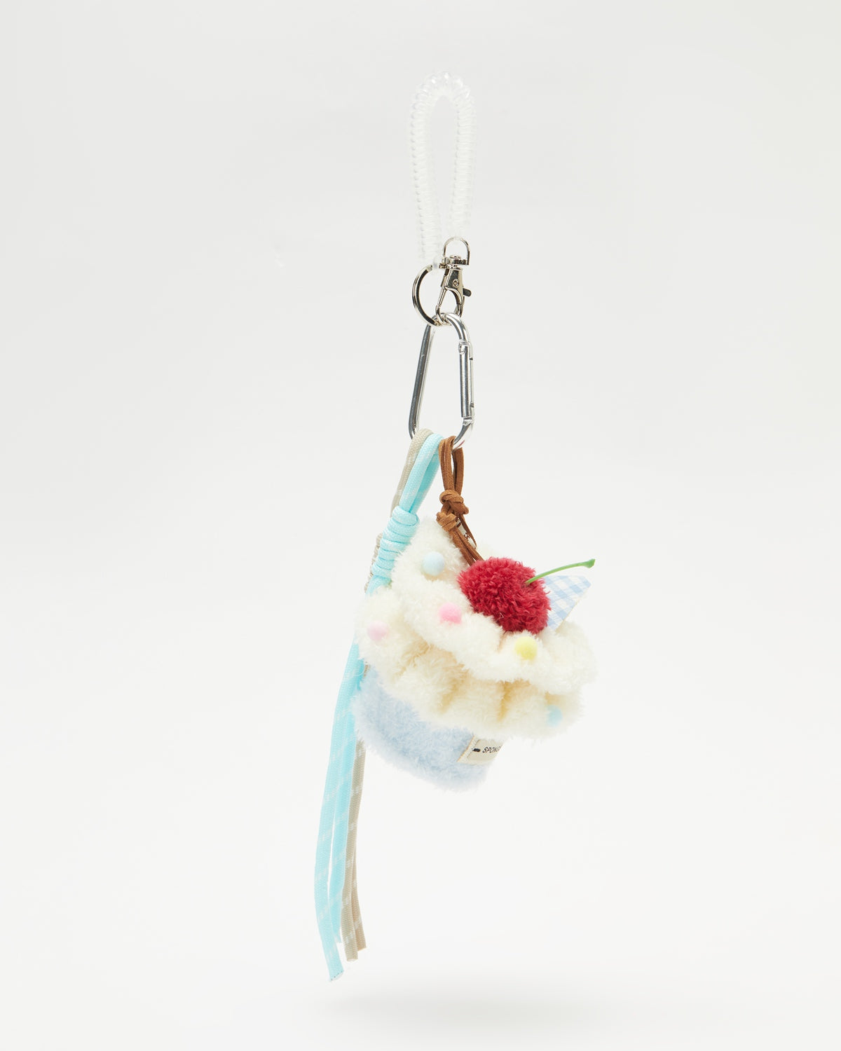 TeddyHuggy®Blue - White Cream Cake with Cherry Keychain Charm