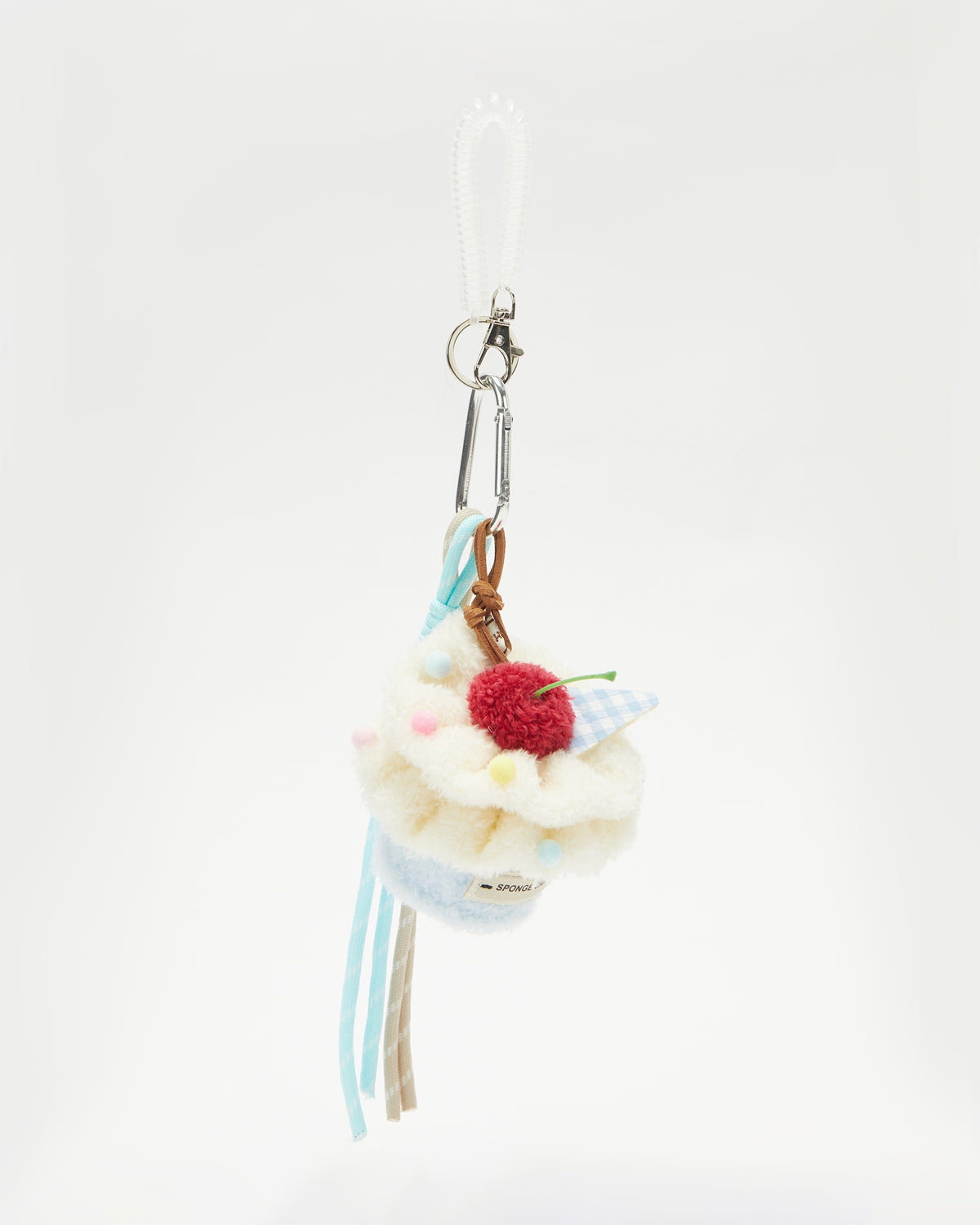 TeddyHuggy®Blue - White Cream Cake with Cherry Keychain Charm