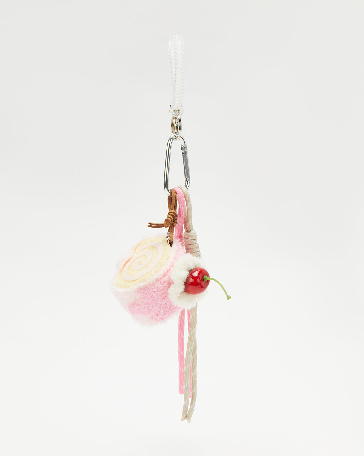 TeddyHuggy®Cream and Cherry Swiss Roll Keychain Charm