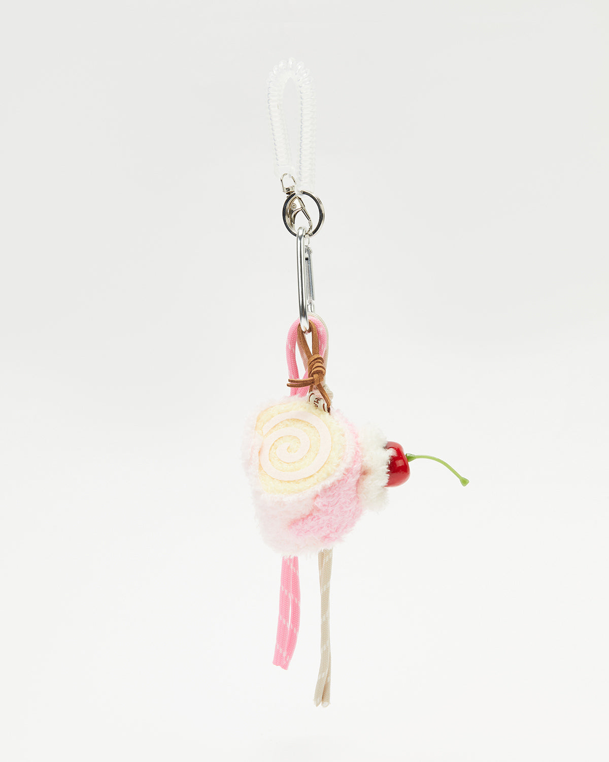 TeddyHuggy®Cream and Cherry Swiss Roll Keychain Charm