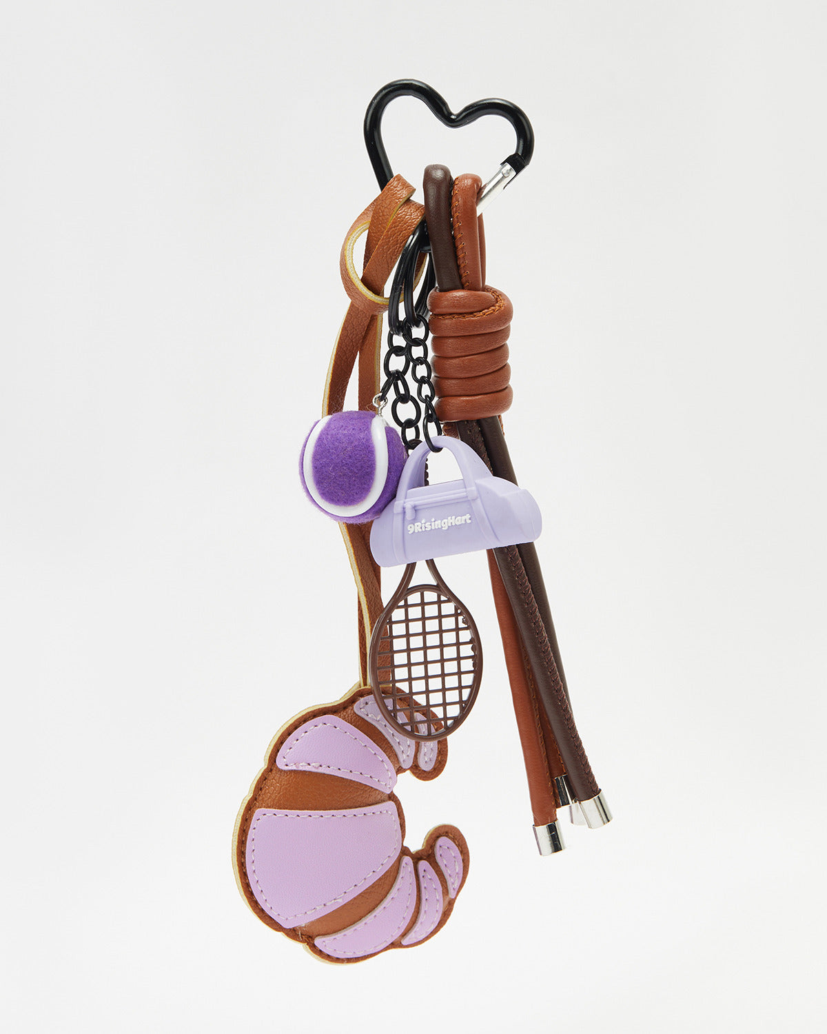 TeddyHuggy®Purple Croissant & Tennis Racket & Tennis Ball Keychain Charm