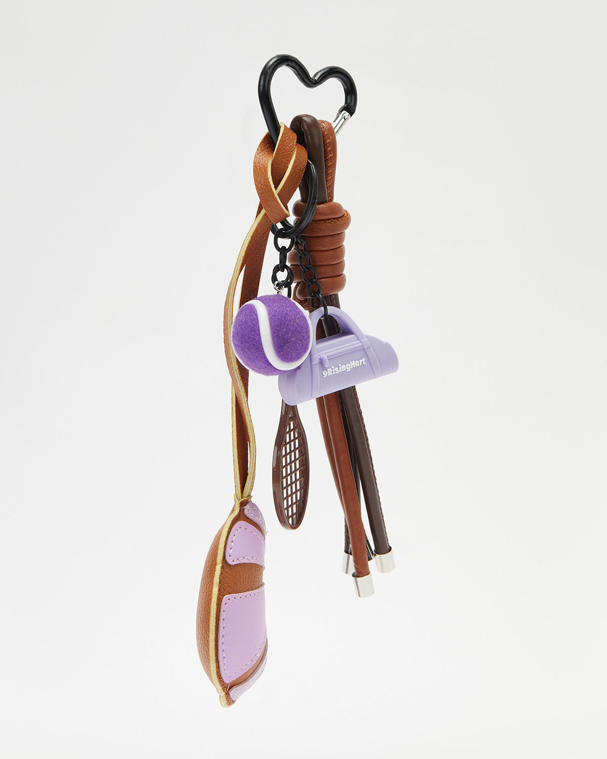 TeddyHuggy®Purple Croissant & Tennis Racket & Tennis Ball Keychain Charm