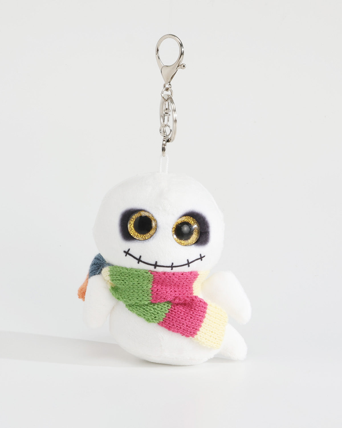 TeddyHuggy®White Striped Scarf Skeleton Ghost Keychain Charm