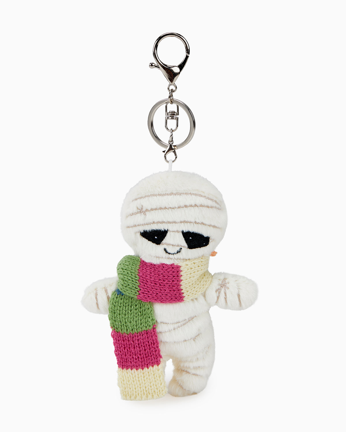 TeddyHuggy®White Smiling Mummy Scarf Plush Keychain Charms