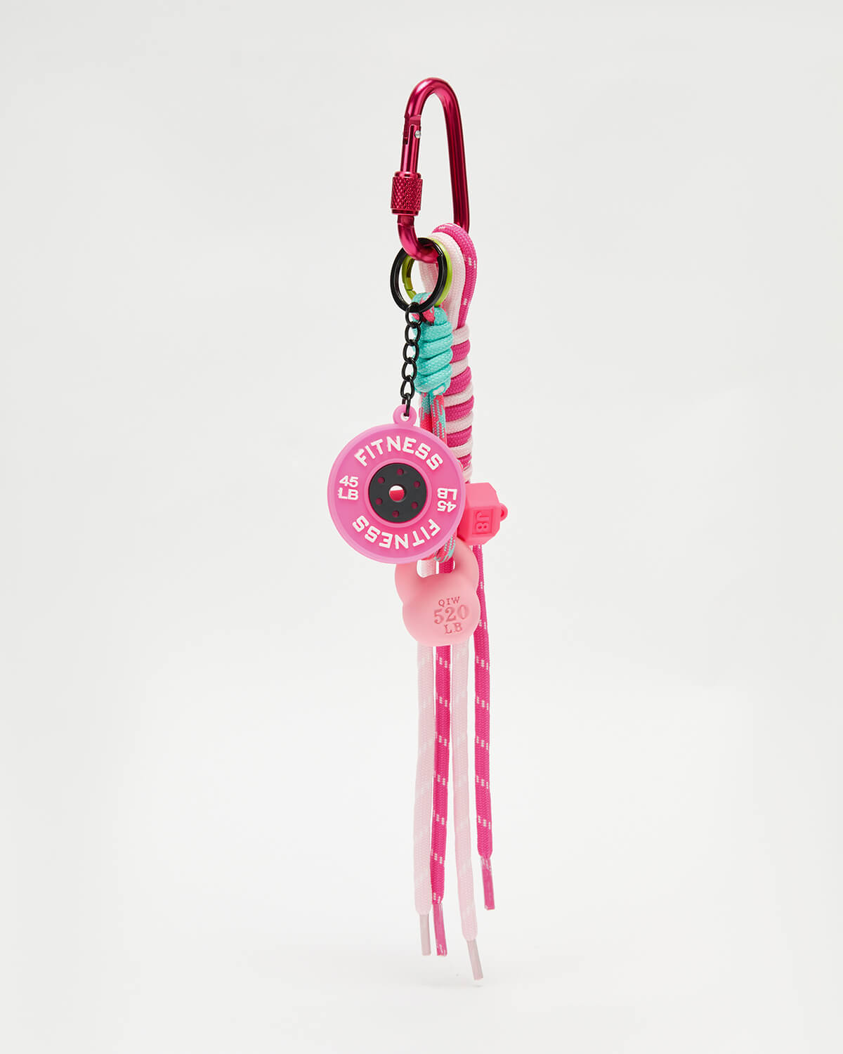 TeddyHuggy® Pink Dumbbell Kettlebell Fitness Keychain Charm