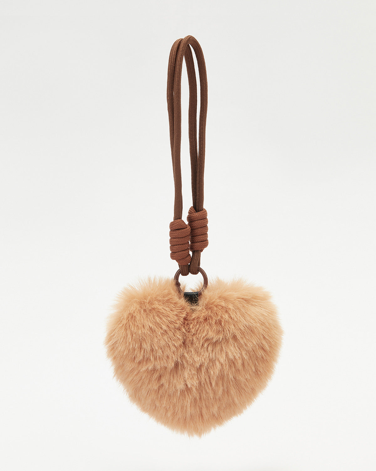 TeddyHuggy®Brown Fuzzy Heart Keychain Charm