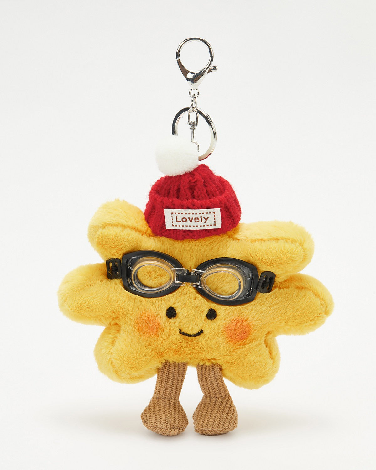 TeddyHuggy®Yellow Sunflower Knitted Hat and Goggle Keychain Charm
