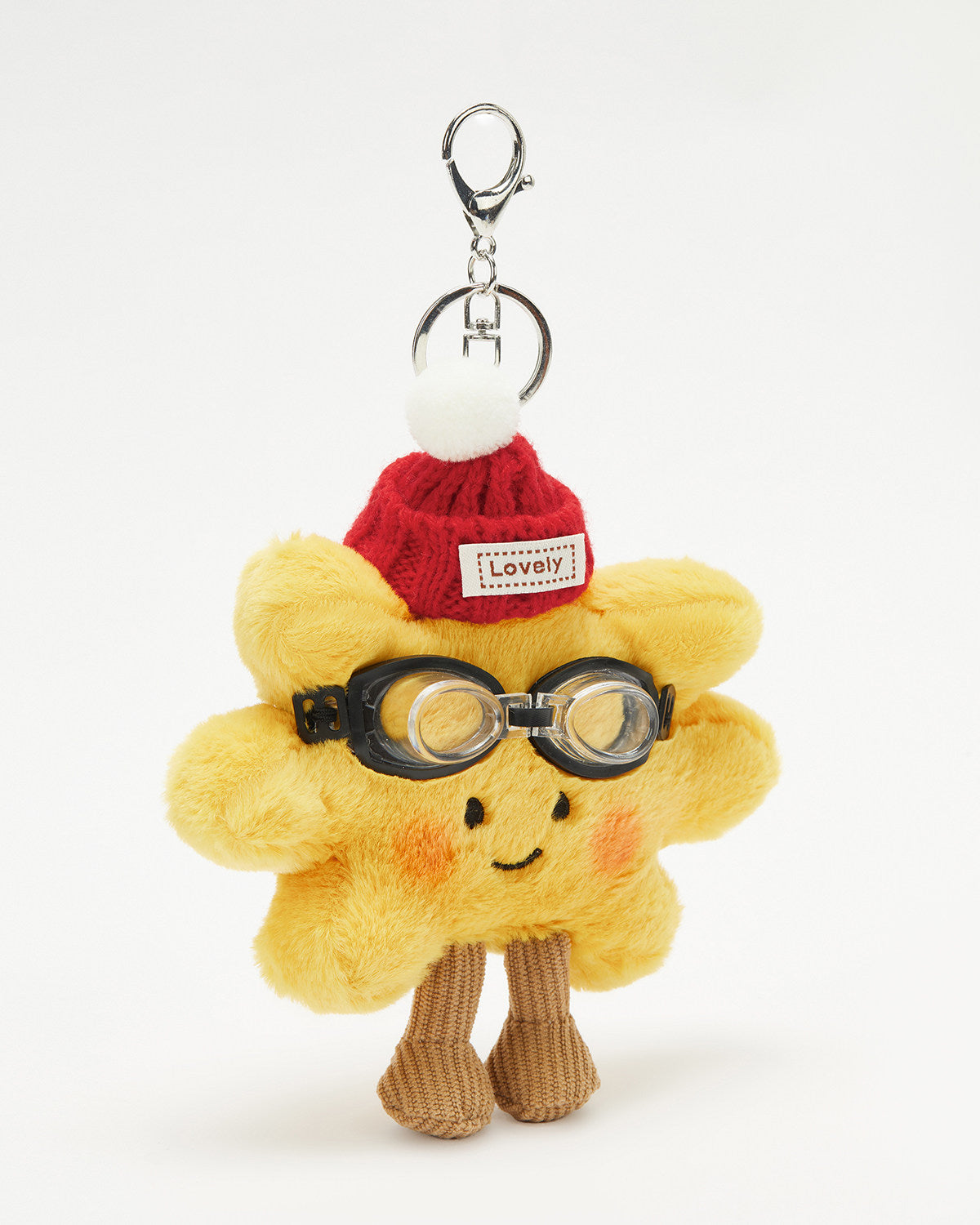 TeddyHuggy®Yellow Sunflower Knitted Hat and Goggle Keychain Charm