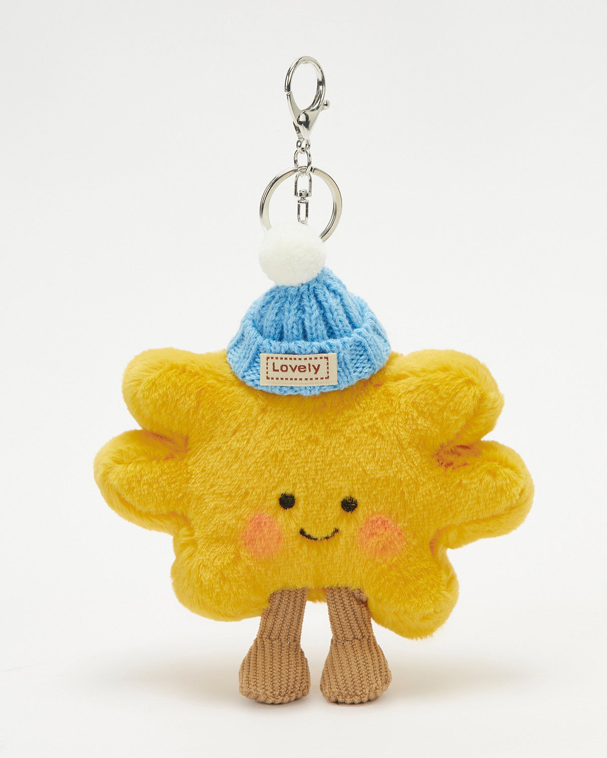 TeddyHuggy®Yellow Smiley Face Sunflower Knitted Hat Keychain Charm