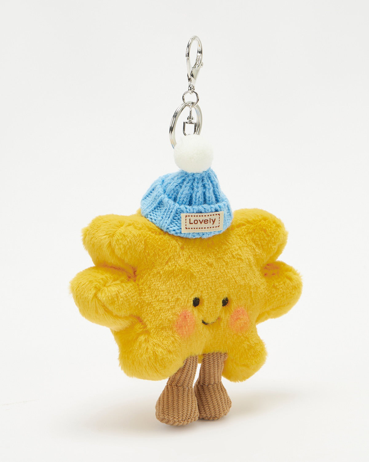 TeddyHuggy®Yellow Smiley Face Sunflower Knitted Hat Keychain Charm