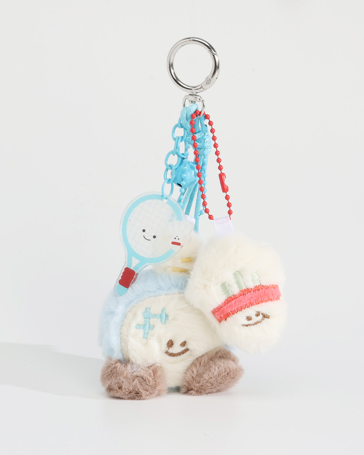 TeddyHuggy®Blue - White Badminton Racket Keychain Charm