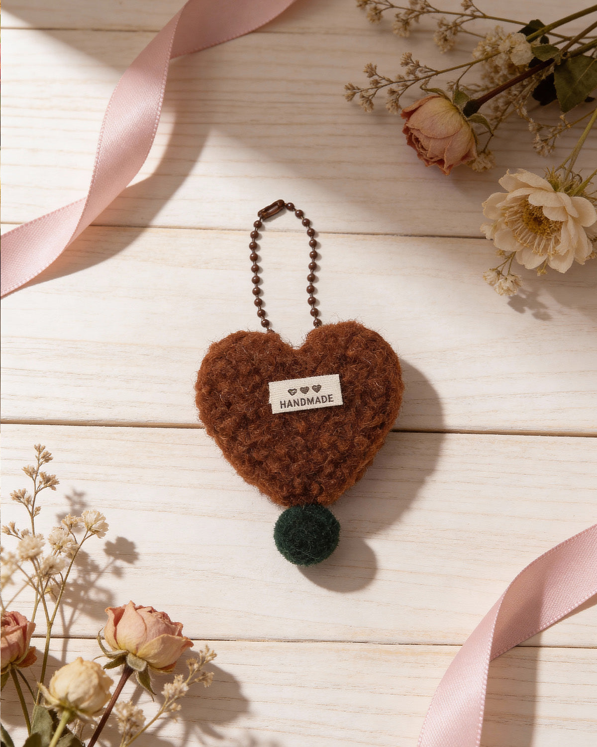 Brown Plush Heart Ornament
