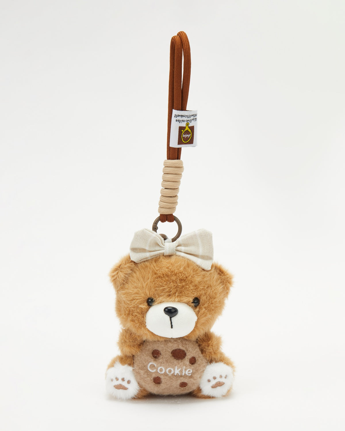 TeddyHuggy®Deep Brown Bow Cherry Bear Keychain Charm