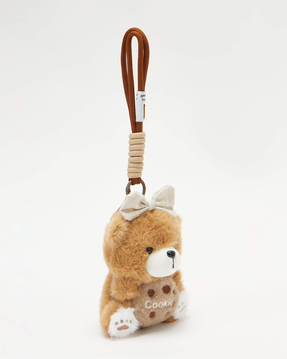 TeddyHuggy®Deep Brown Bow Cherry Bear Keychain Charm
