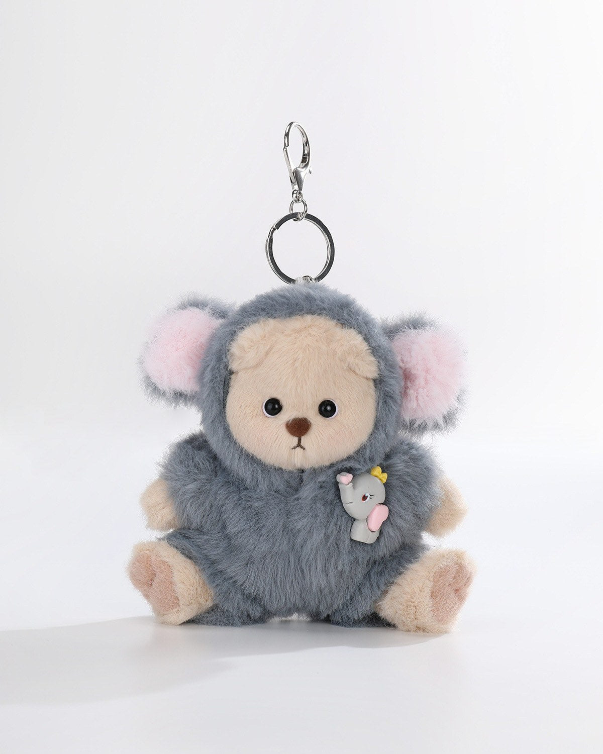 Milk Tea Short Hair Bear & Navy Elephant Jumpsuit - 6 Inches