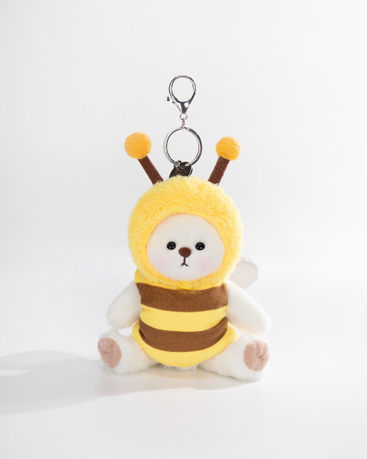 White Short Hair Bear & Honey Bee Set - 6 Inches