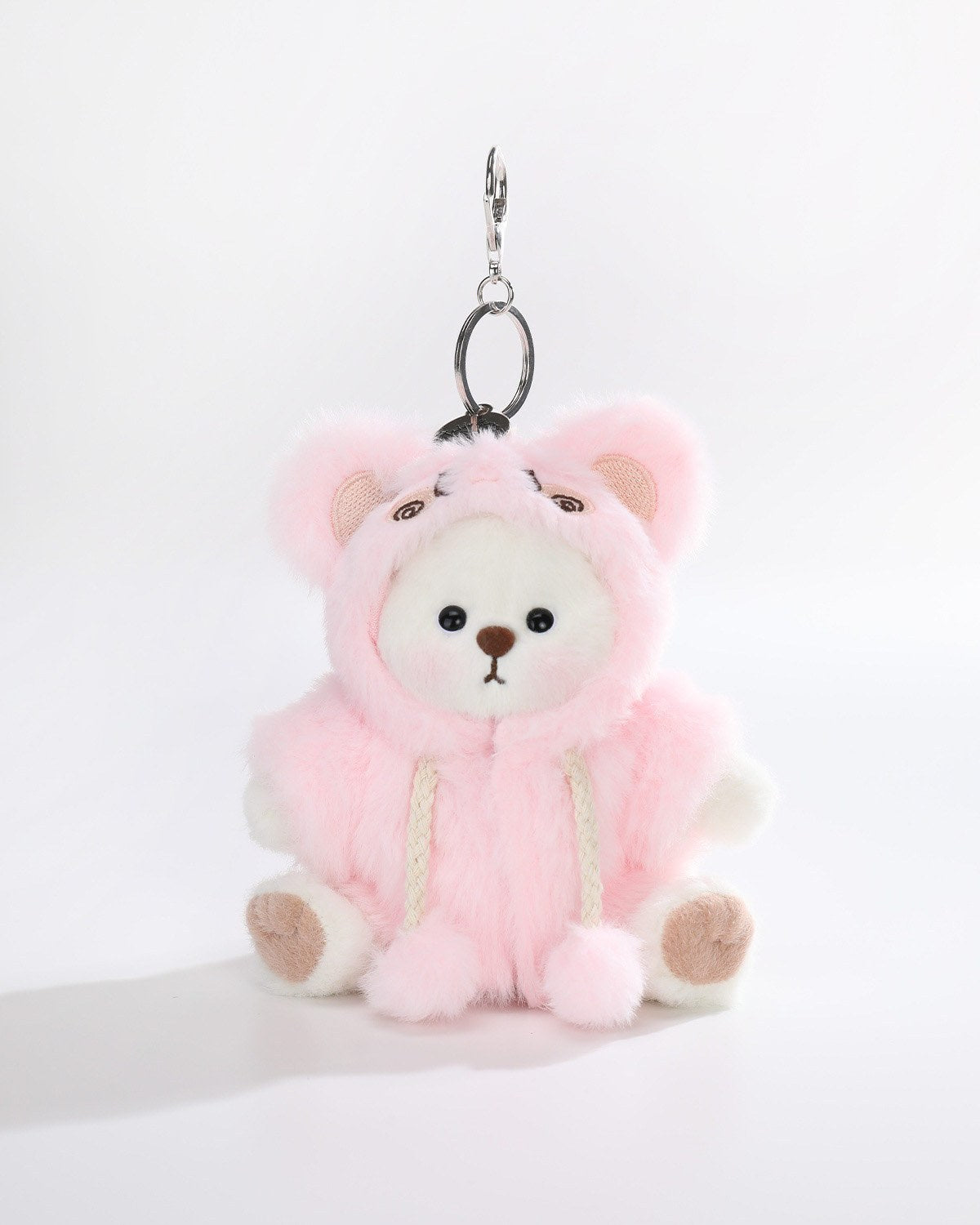 White Short Hair Bear & Fluffy Pink Rabbit Jumpsuit - 6 Inches