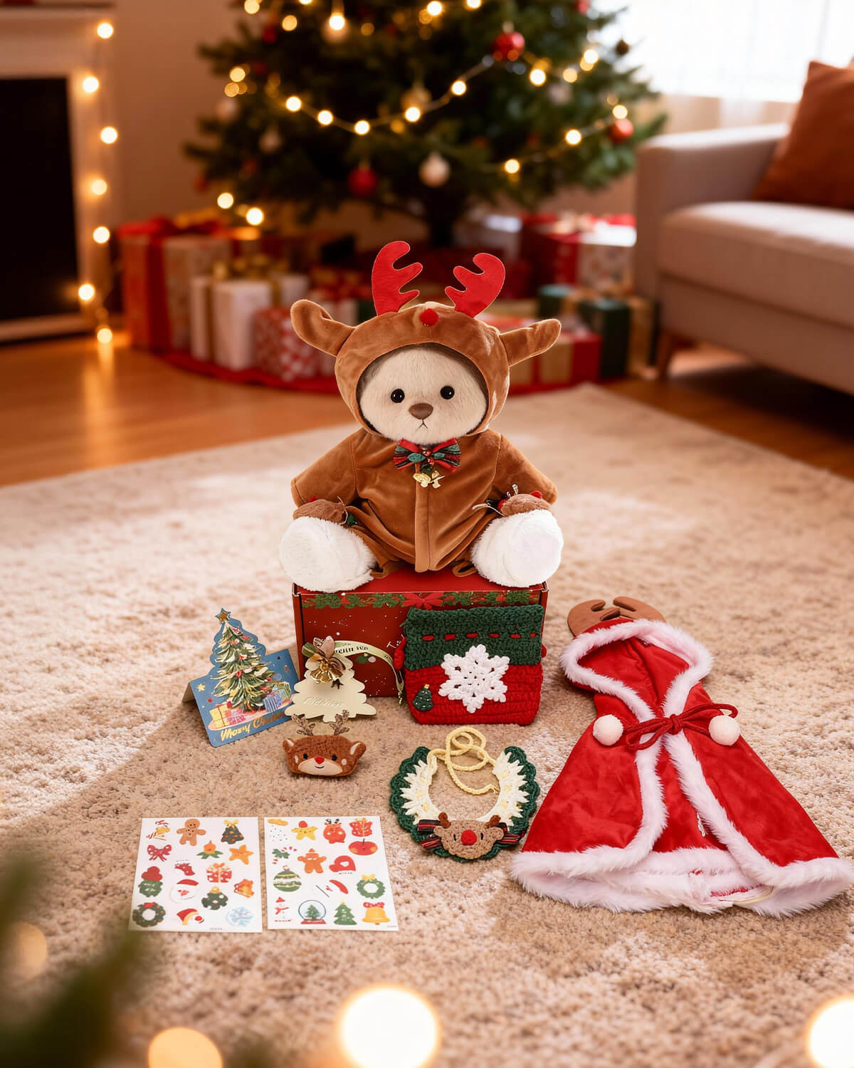 Christmas Deluxe Gift Box | 12-Inch Reindeer Bear