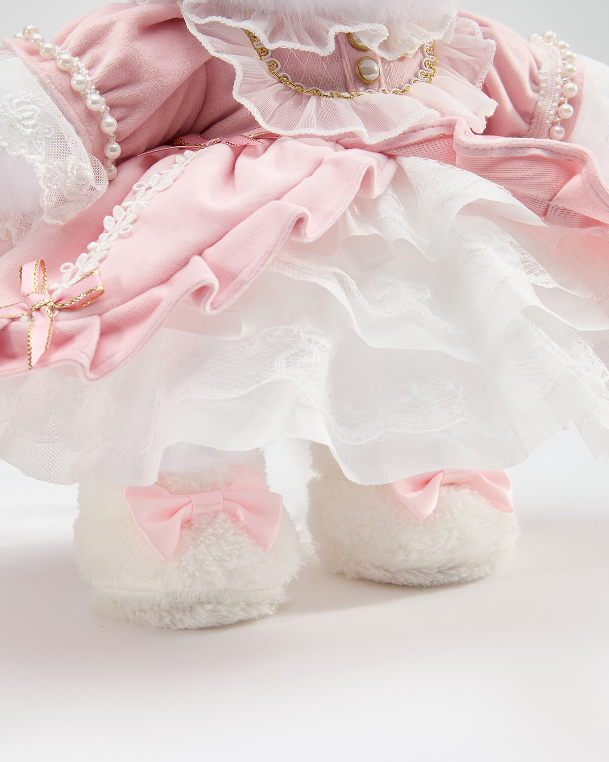 Pink Bow Plush Shoes - 12 Inches