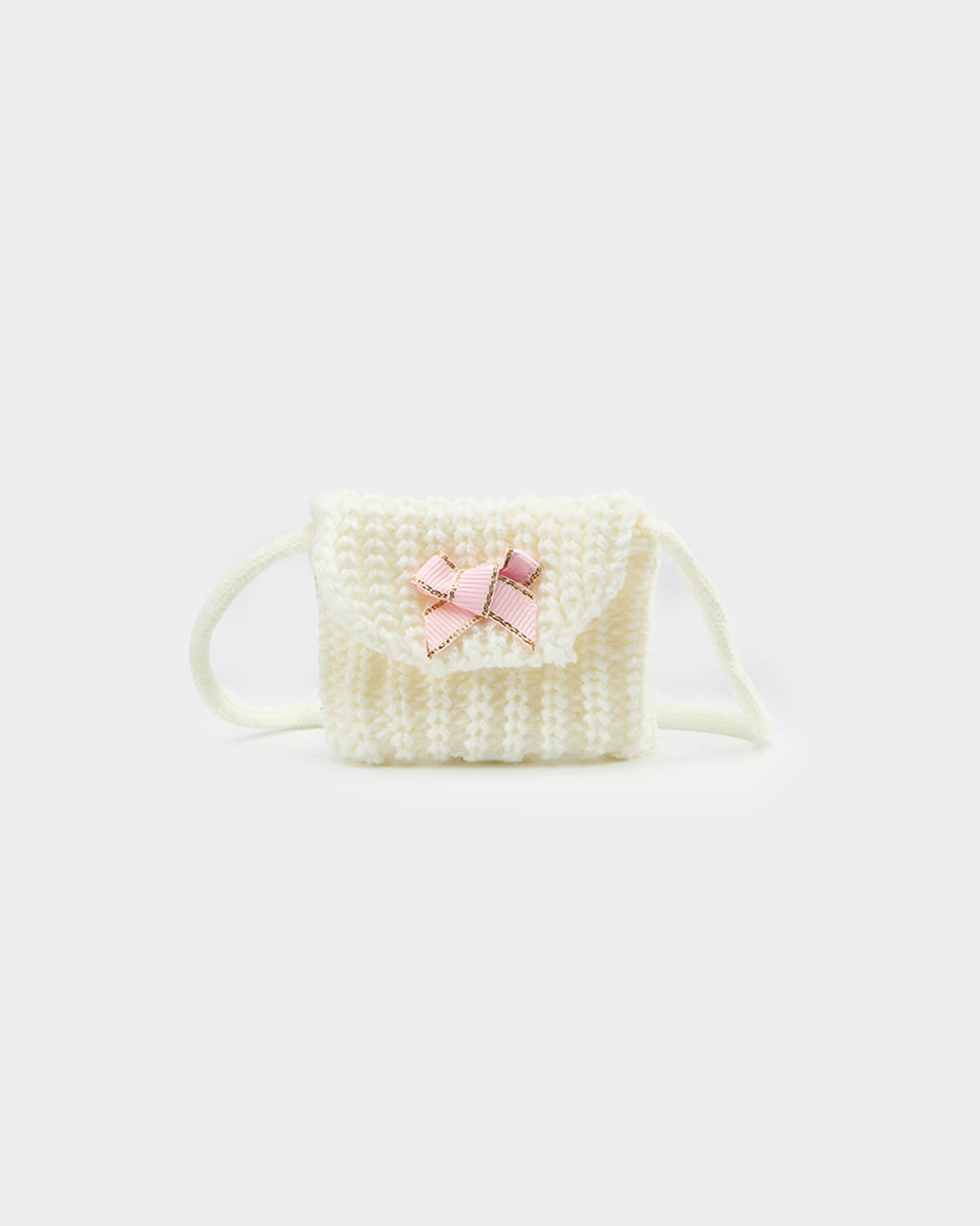 White Bow Crochet Bag - 12 Inches